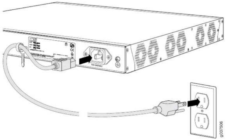Juniper SRX240H2 - Connecting the SRX240 Services Gateway to the AC Power Source - 1