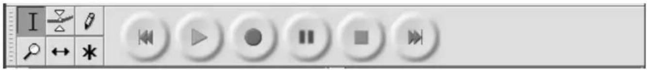 Screenshot of a software toolbar with icons for menu, zoom, and playback controls