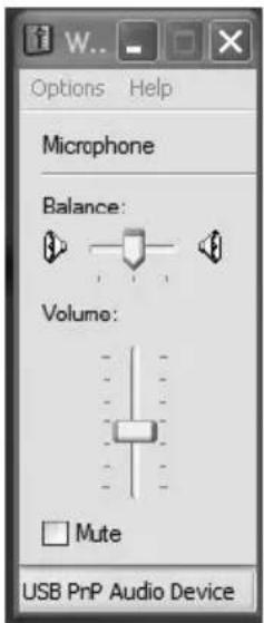 Options Help Microphone Balance: Volume: Mute USB PnP Audio Device