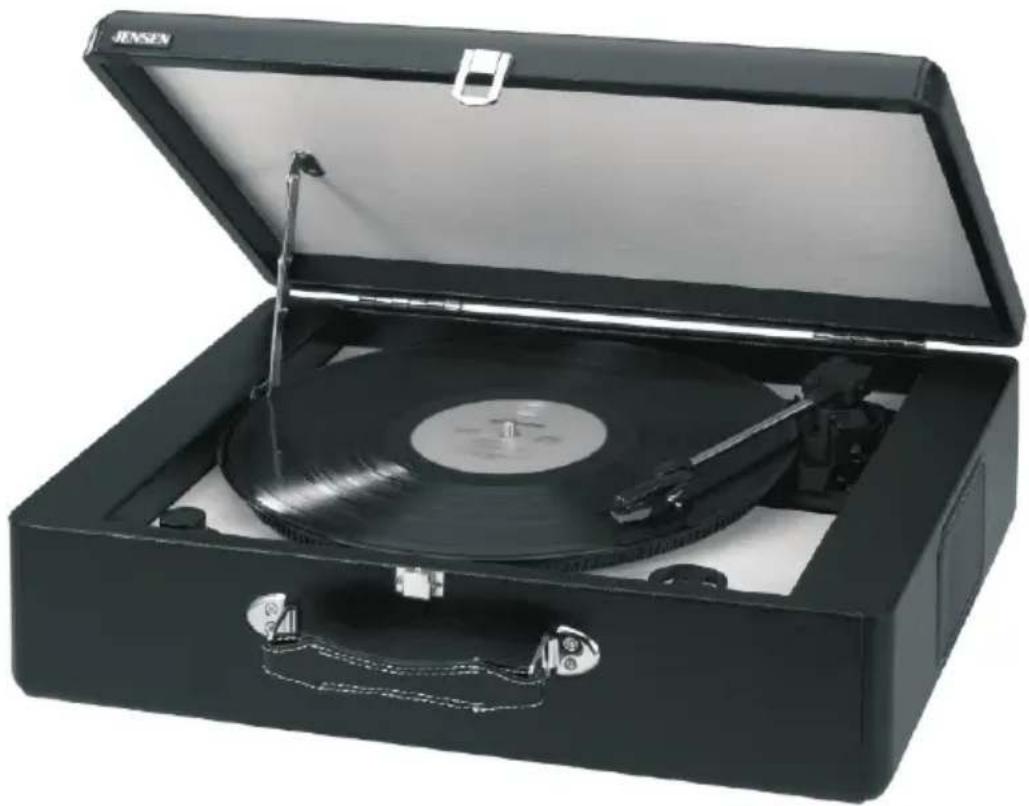 JENSEN JTA-420 - PORTABLE 3-SPEED STEREO TURNTABLE WITH BUILT-IN SPEAKERS - 1