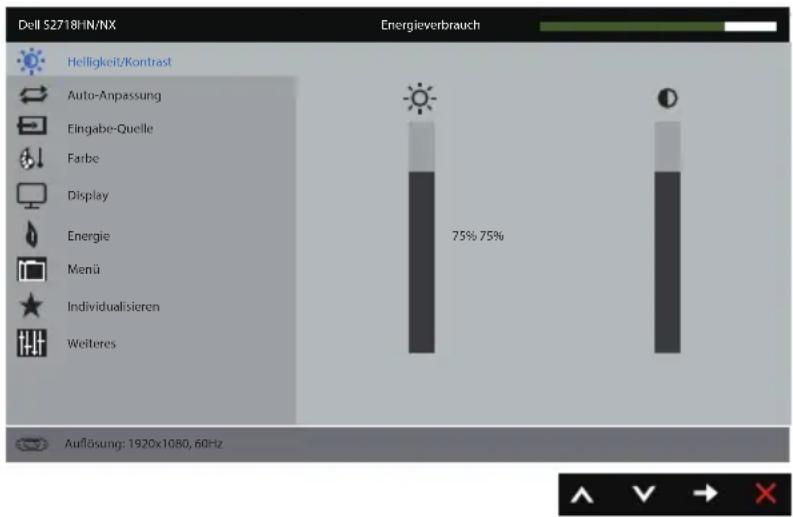 DELL S2718HN - Hauptmenü für analogen (VGA-) Eingang - 1
