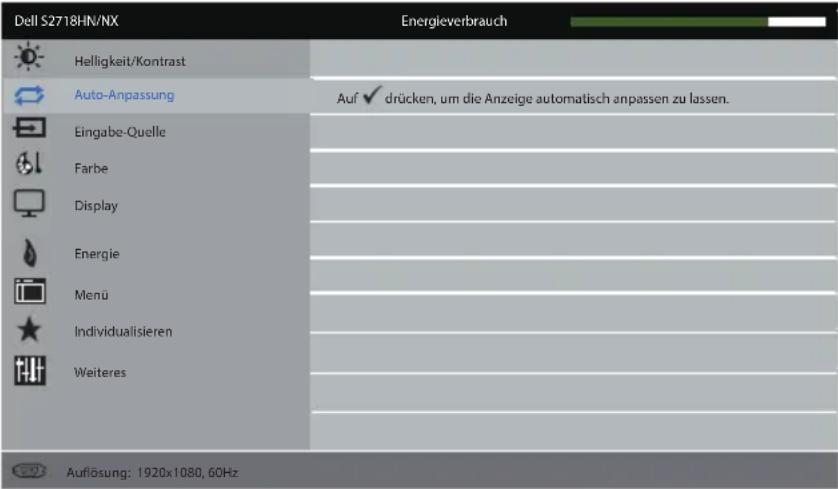 DELL S2718HN - Hauptmenü für analogen (VGA-) Eingang - 3