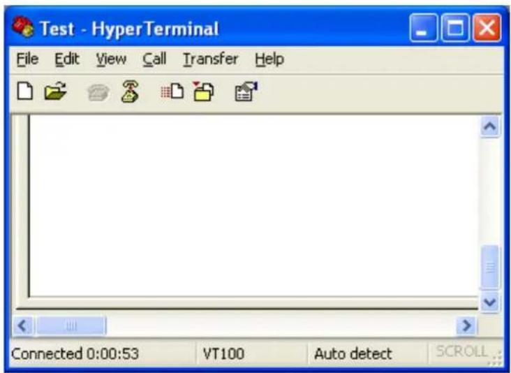 Test - HyperTerminal File Edit View Call Transfer Help Connected 0:00:53 VT100 Auto detect SCROLL
