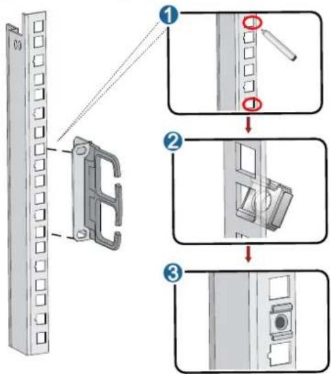 Diagram illustrating three-step assembly steps of a mechanical component, showing alignment and disassembly with numbered annotations.