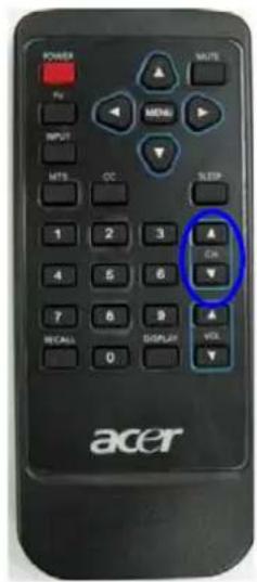 POWER FR INPUT MTS CC SLEEP 1 2 3 4 5 6 7 8 9 RECALL 0 ACER CH DISPLAY VOL