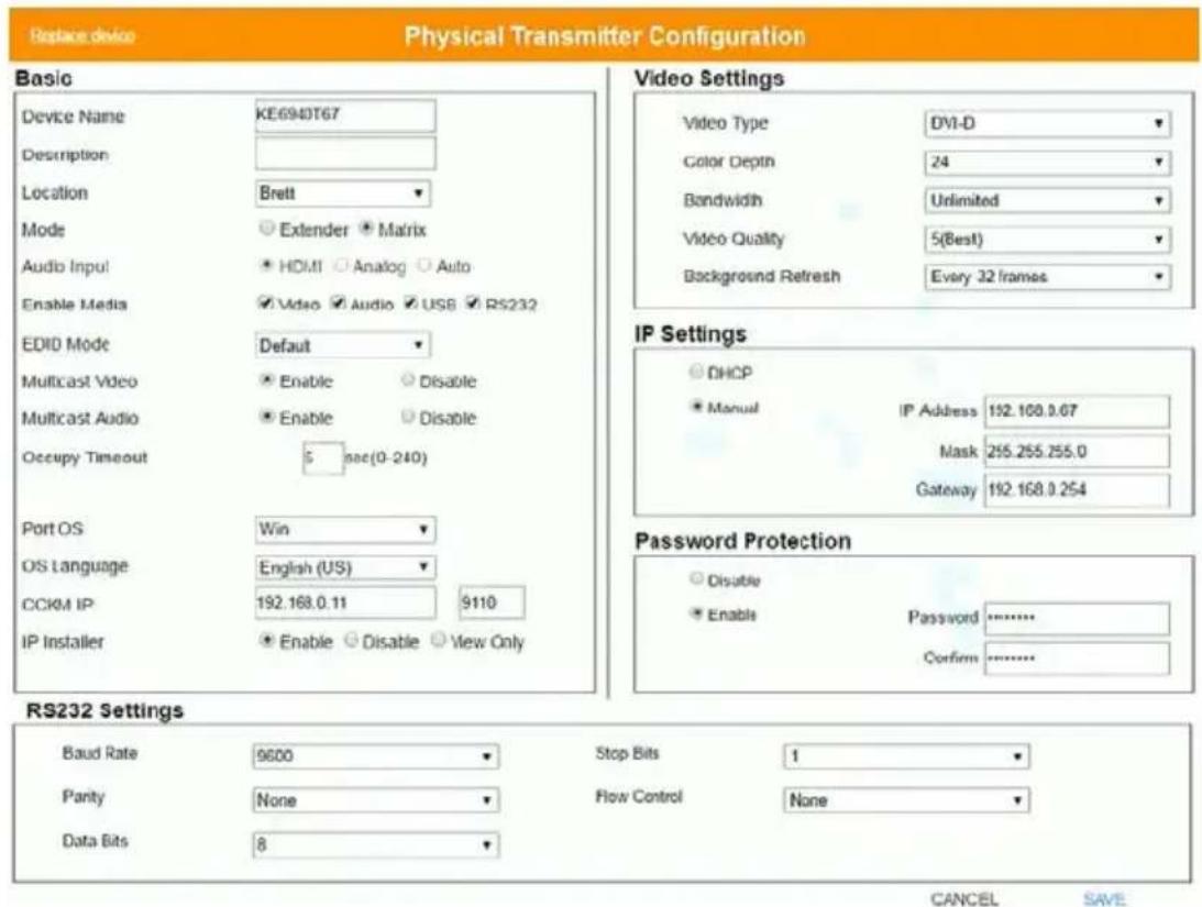 ATEN Altusen KE8950R - Transmitter Configuration - 1