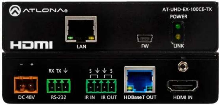 Atlona AT-UHD-EX-70-2PS - 4K/UHD HDMI Over 100M HDBaseT Transmitter with Ethernet, Control, and PoE - 1