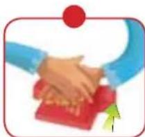 Illustration of two hands shaking over a red surface with an arrow indicating upward motion (no text or symbols)