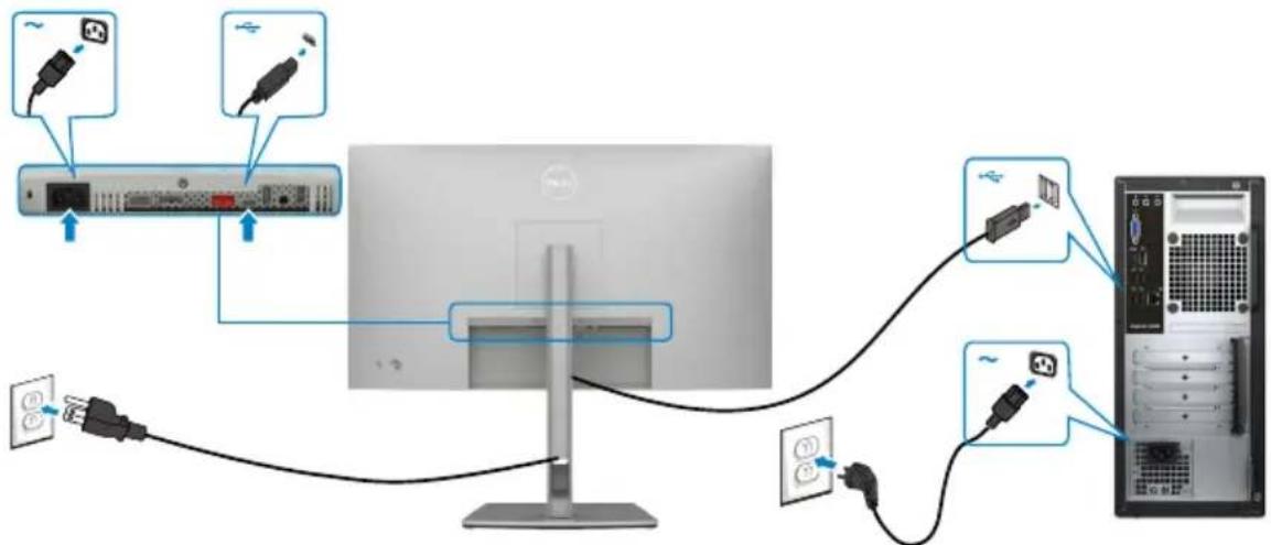 DELL UltraSharp U2722D - USB-C-Kabel anschließen (A zu C) - 1