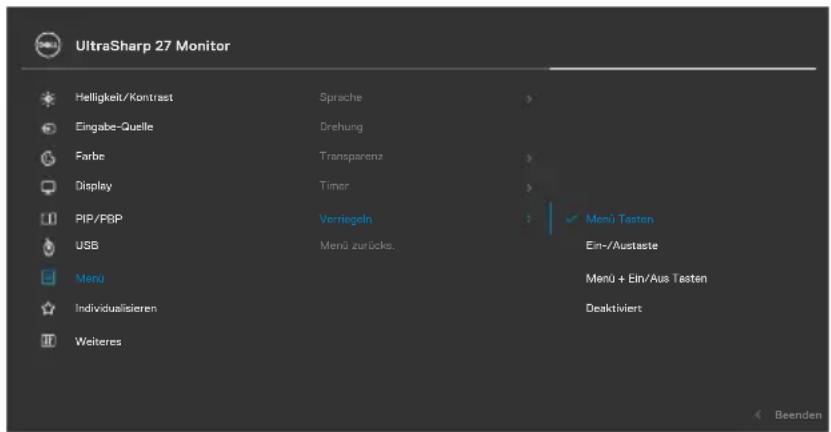 DELL UltraSharp U2722D - Sperren Sie die Tasten mit Hilfe des Menüs Lock (Sperre). - 1