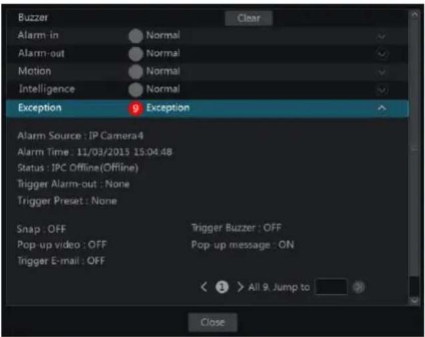 Avycon AVR-HN504P4 - View Alarm Status - 2