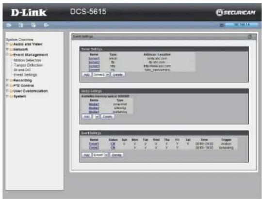 D-LINK DCS-5615 - Server Settings - 1