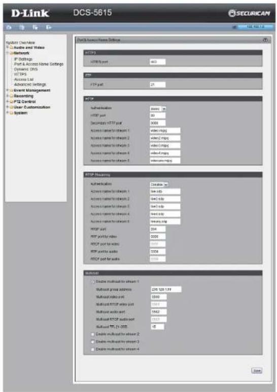 D-LINK DCS-5615 - HTTP port/Secondary HTTP port - 1