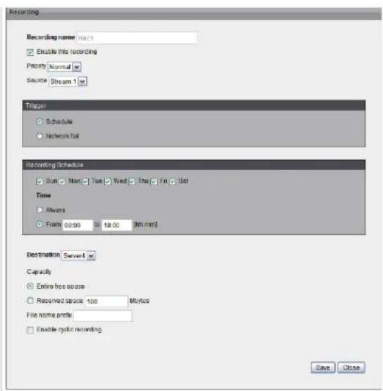 D-LINK DCS-5615 - Recording Recording Settings - 2