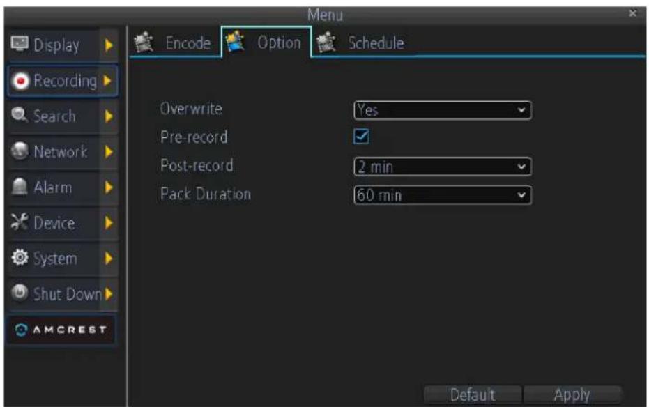 Amcrest AMDV960H8 - Initializing Record Settings - 2