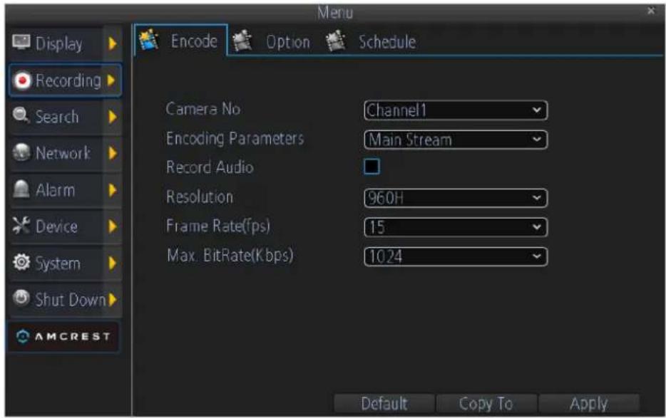 Amcrest AMDV960H8 - Initializing Record Settings - 1