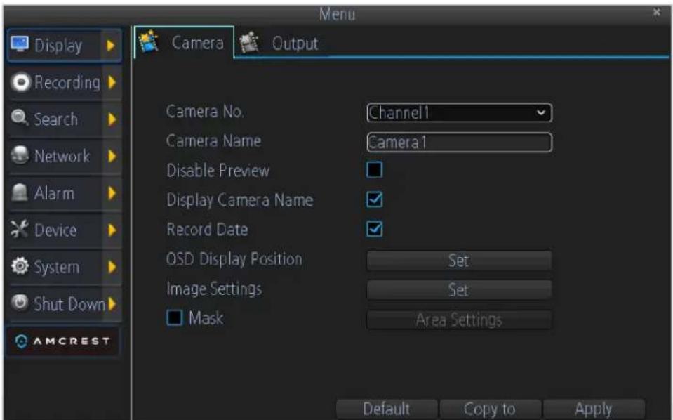 Amcrest AMDV960H8 - Camera Settings - 1