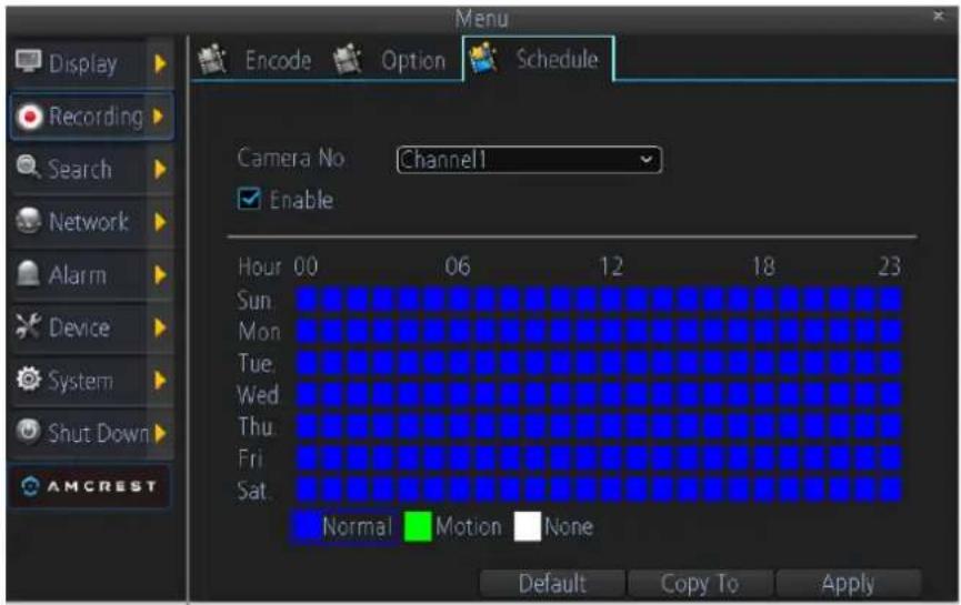 Amcrest AMDV960H8 - Scheduling a Recording - 1
