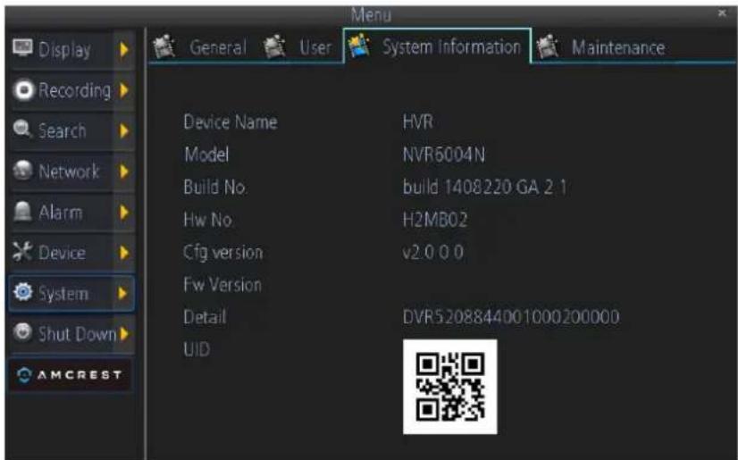 Amcrest AMDV960H8 - System Information - 1