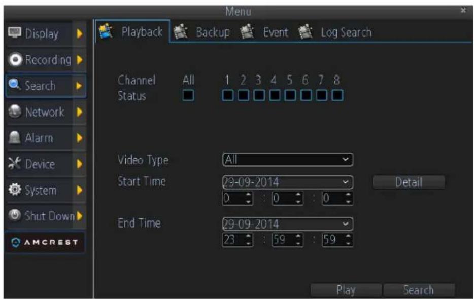 Amcrest AMDV960H8 - Playback files from a video search - 1
