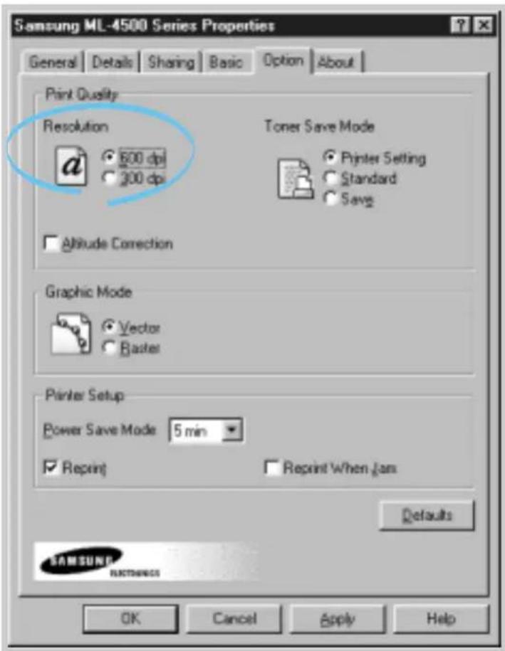 SAMSUNG ML-4500 - Setting Print Resolution - 1