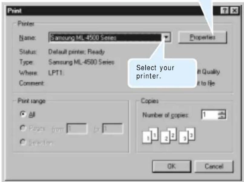 SAMSUNG ML-4500 - Printing a Document - 1
