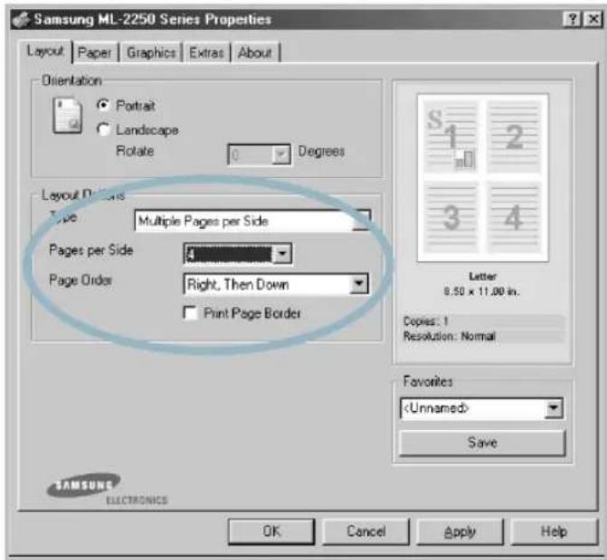 SAMSUNG ML-2251N - Printing Multiple Pages on One Sheet of Paper (N-Up Printing) - 2