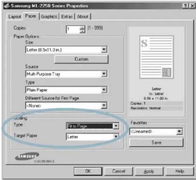 SAMSUNG ML-2251N - Fitting Your Document to a Selected Paper Size - 2