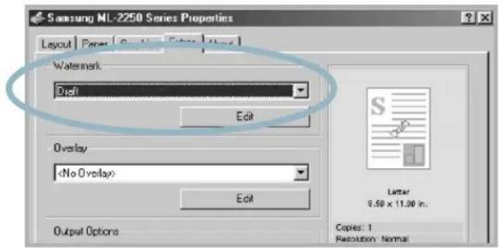SAMSUNG ML-2251N - Using an Existing Watermark - 1