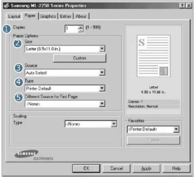 SAMSUNG ML-2251N - Setting Paper Properties - 1
