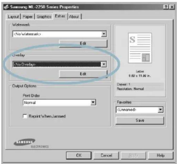 SAMSUNG ML-2251N - Creating a New Page Overlay - 2
