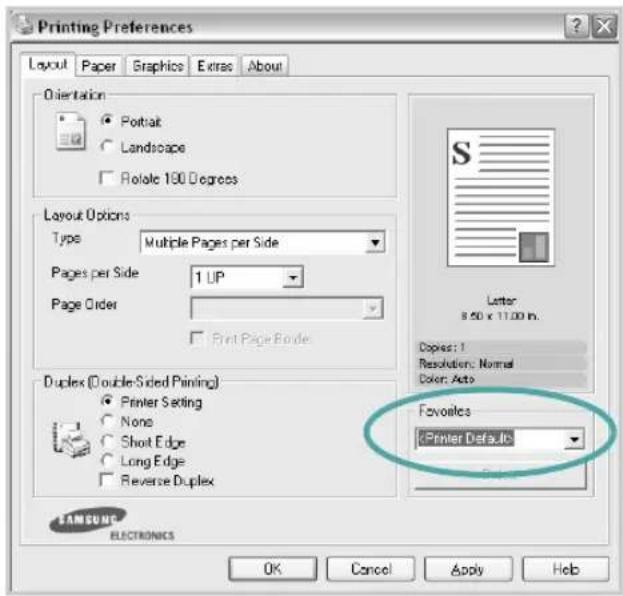 SAMSUNG CLP-510N - Using a Favorite Setting - 1