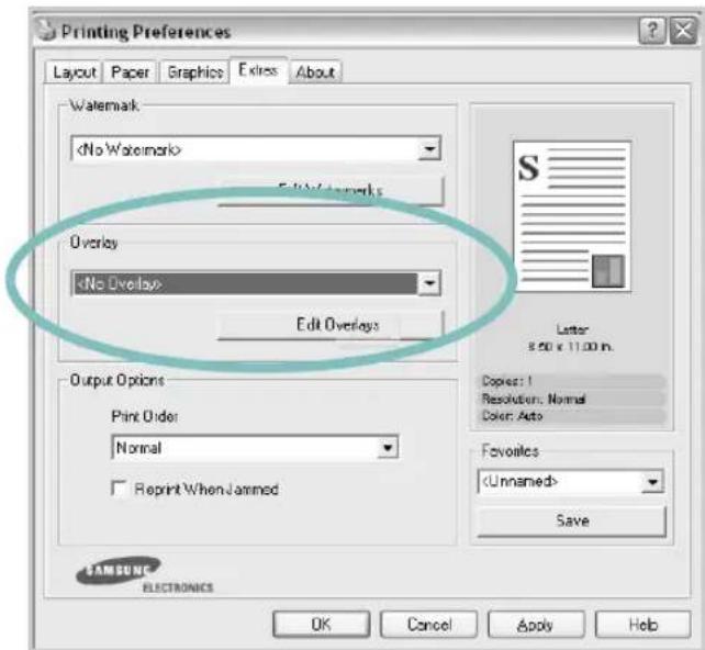 SAMSUNG CLP-510N - Creating a New Page Overlay - 2