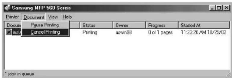 SAMSUNG SF-565PR - Canceling a Print Job - 2