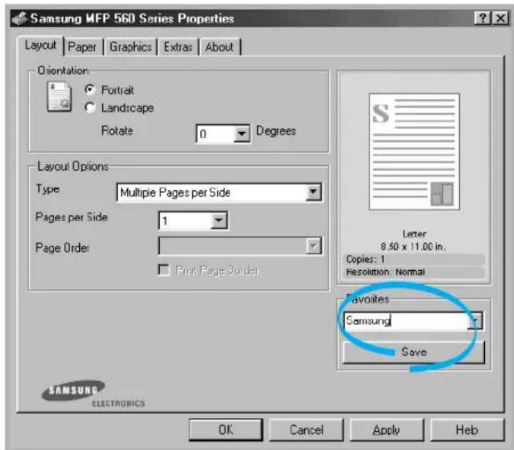 SAMSUNG SF-565PR - Using a Favorite Setting - 1