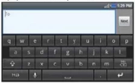 SAMSUNG Fascinate - Entering Text Using the Android Keyboard - 1