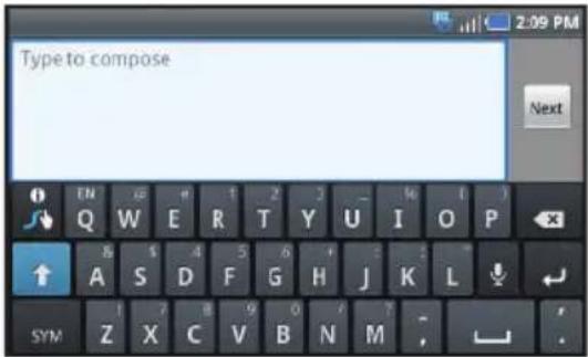 SAMSUNG Fascinate - Virtual QWERTY Keyboard - 1