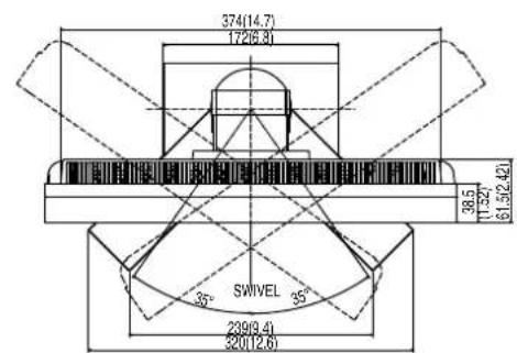374(14.7) 1726.31 38.5 (1.52) 61.5(2.42) 35° SWIVEL 35° 239(9.4) 201(2.6)
