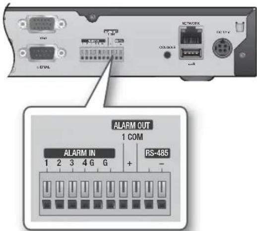 ALARM OUT 1 COM ALARM IN RS-485