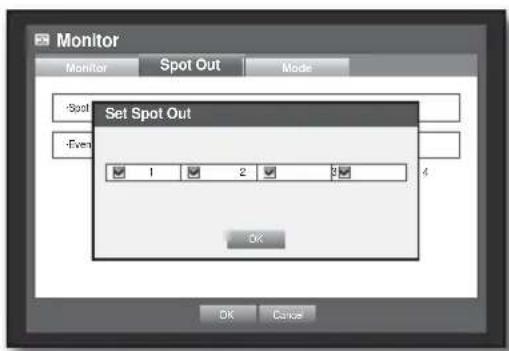 Monitor Monitor Spot Out Mode Spot Set Spot Out Even 1 2 3 OK Cancel