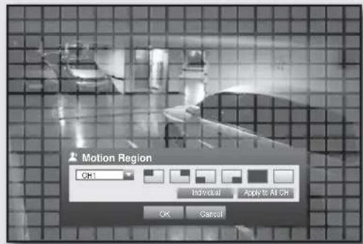 Motion Region CH1 Individual Apply to Alt SH OK Cancel