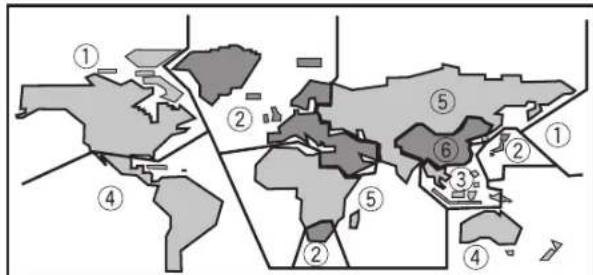Map showing numbered regions of a geographic area with labeled zones and boundaries