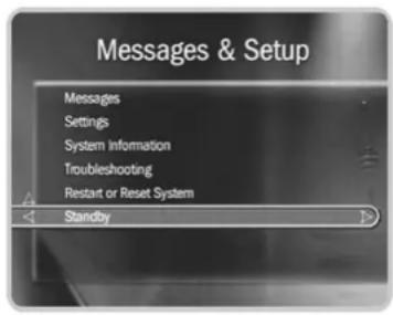 Messages & Setup Messages Settings System Information Troubleshooting Restart or Reset System Standby