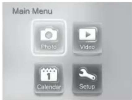 Main Menu Photo Video Calendar Setup