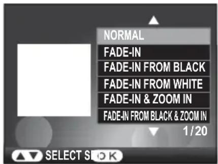 NORMAL FADE-IN FADE-IN FROM BLACK FADE-IN FROM WHITE FADE-IN & ZOOM IN FADE-IN FROM BLACK & ZOOM IN 1/20 SELECT S H O K