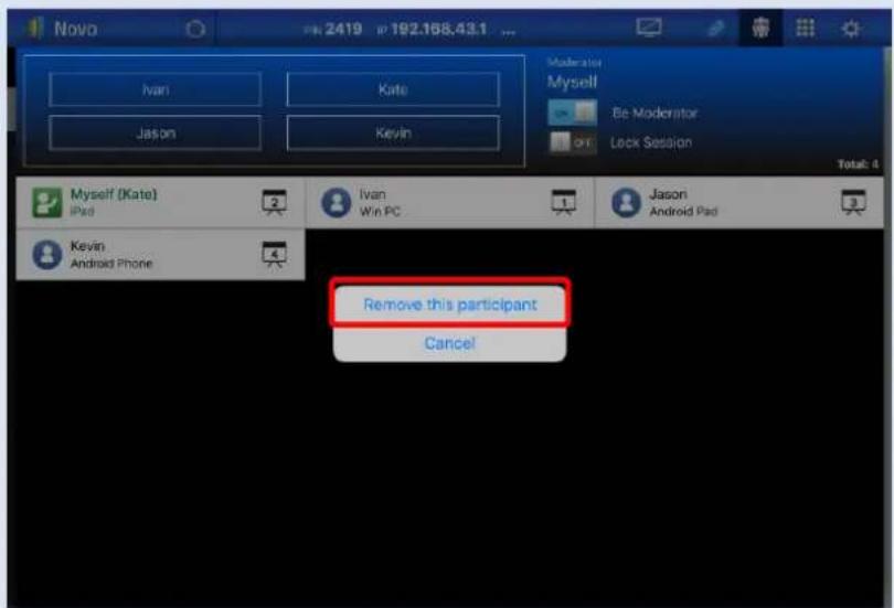 Novo Ivan Kate Jason Kevin Myself (Kate) iPad Ivan Win PC Jason Android Pad Kevin Android Phone Remove this participant Cancel