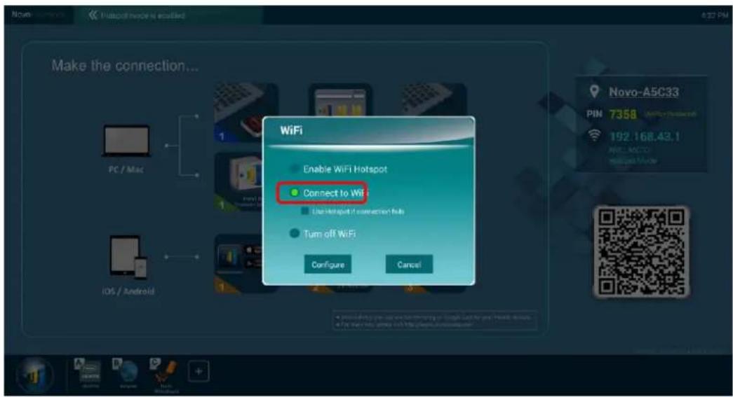 Make the connection... PC / Mac iOS / Android WiFi Enable WiFi Hotspot Connect to Wi-Fi Use Hotspot if connection fails Turn off WiFi Configure Cancel Novo-A5C33 PIN 7358 WiFi Hotspot 192.168.43.1 HiFi: MACD Target Mode • provide you to use this network or Google for your website access. • For your…