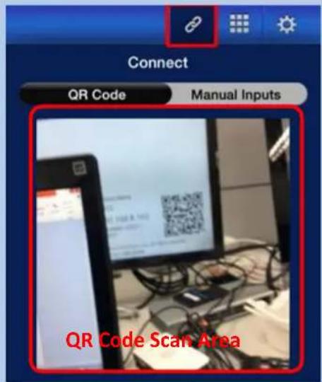 Connect QR Code Manual Inputs QR Code Scan Area