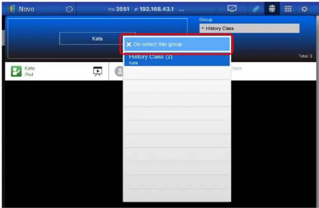 Novo PIN 3551 IP 192.168.43.1 ... Group History Class Kate × De-select this group History Class (2) Kate Total: 3 Kate iPad Ivan