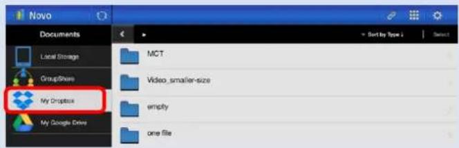 Novo Documents Local Storage GroupShare My Dropbox My Google Drive MCT Video_smaller-size empty one file